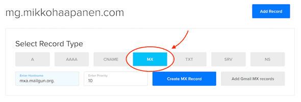 MX records on DigitalOcean