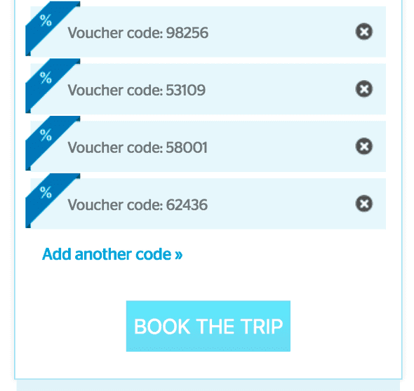 Accepted voucher codes in web store